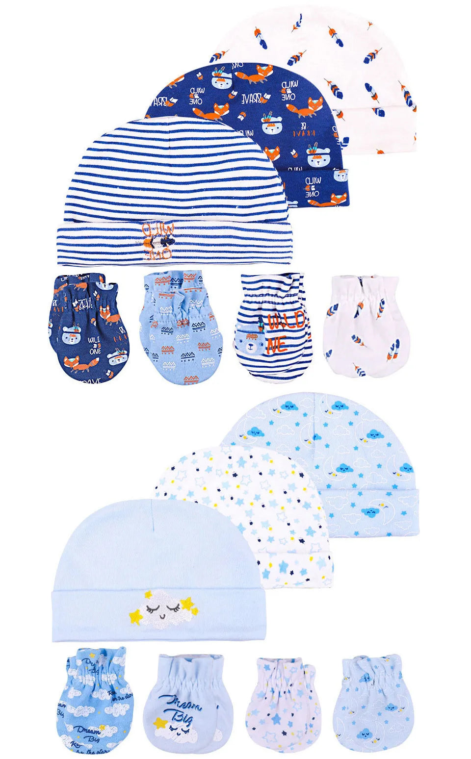 Newborn Baby Hat and Mittens Girl Boy Cap Comfy Infant Hat & Gloves Cotton Toddler Baby Accessorise For 0-6M
