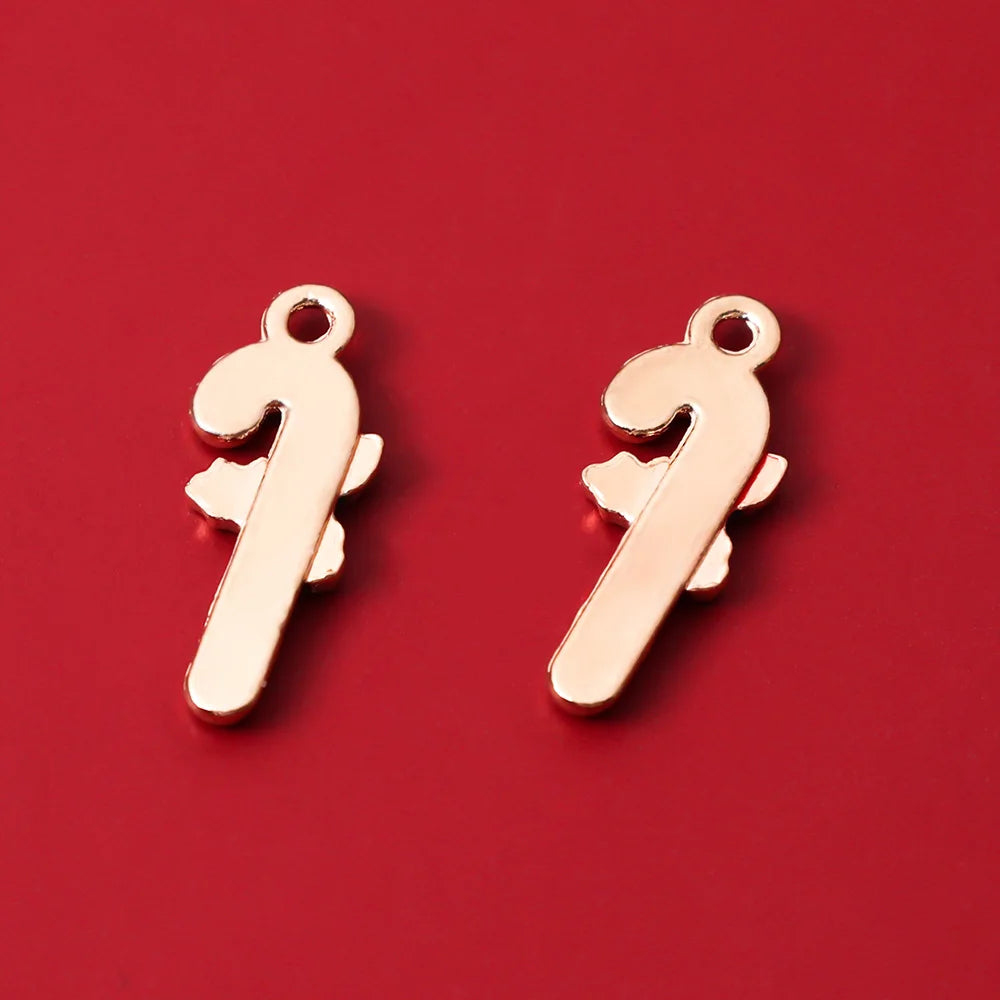 Christmas Candy Cane Enamel Charms for Earrings Necklace Diy Pendant Flower Charm Xmas Tree Decoration Beads Jewelry Making