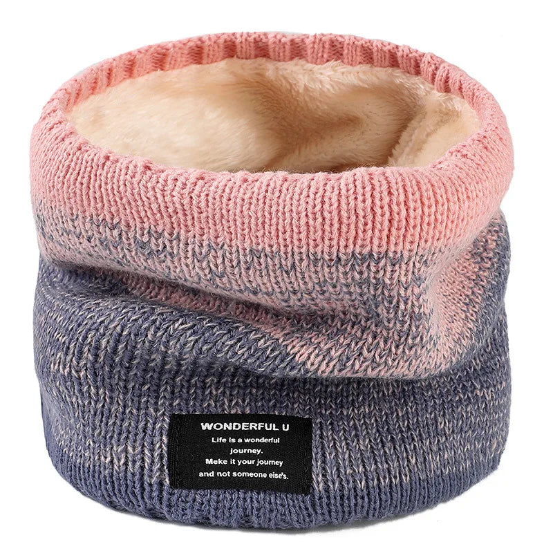 Winter Scarf for Men Fleece Ring Bandana Knitted Warm Solid Scarf Women Neck Warmer Thick Cashmere Hot Handkerchief Ski Mask