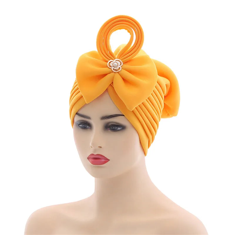 Handmade Nigerian Wedding Gele African Auto Gele Headtie Muslim Turban Cap Arab India Hat Female Head Wraps Turbante Mujer