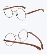 Japan Real Wood Temple Titanium Vintage Round Glasses Frame Men Women Myopia Optical Frames Prescription Frame Oculos De Gafas