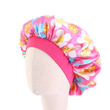 Kids Girls Sleep Cap Floral Print Hair Bonnet Satin Night Sleep Hat Turban Sleeping Hat Children Hair Care Bonnet Nightcap Caps