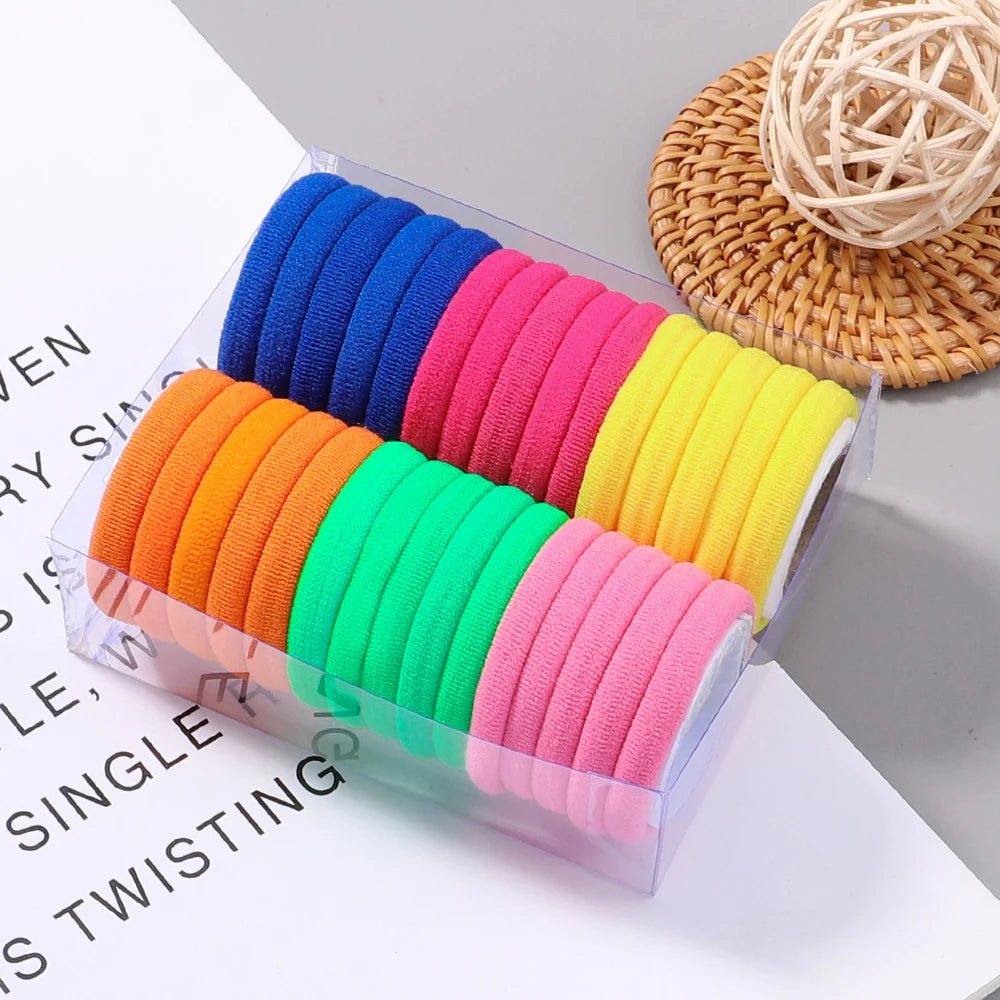 30Pcs/Set Women Elastic Hair Bands Girls Colorful Nylon Rubber Bands Headband Scrunchie Kids Ponytail Holder Hair Accessories