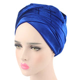 2022 Plain Velvet Hijab Turban Cap Muslim Long-tailed headscarf Hat Islamic Under Scarf Bonnet Ladies African Wrap Head Scarves