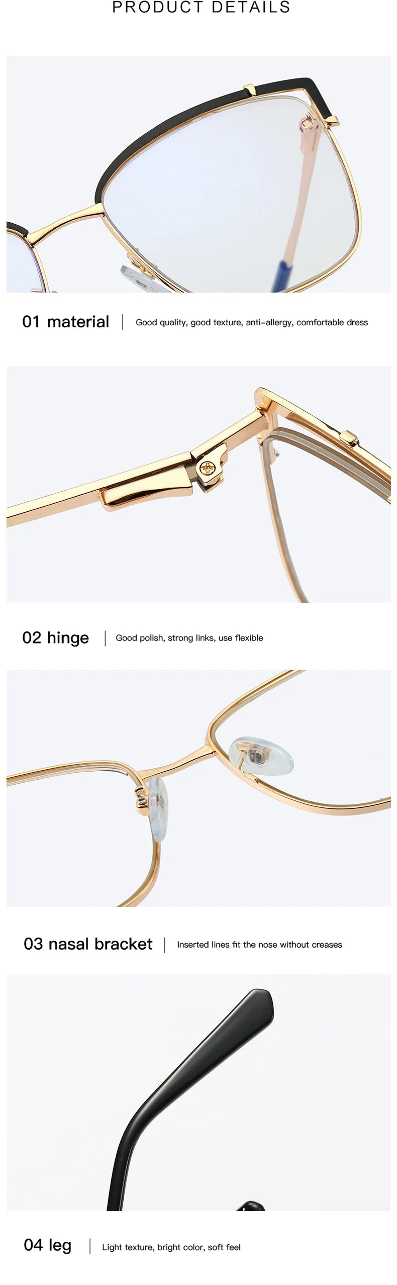 Blue Light Blocking Glasses Frame New Eyewear Prescription Female Eyeglasses Optical Women Spectacles UV400 Anti-Reflective