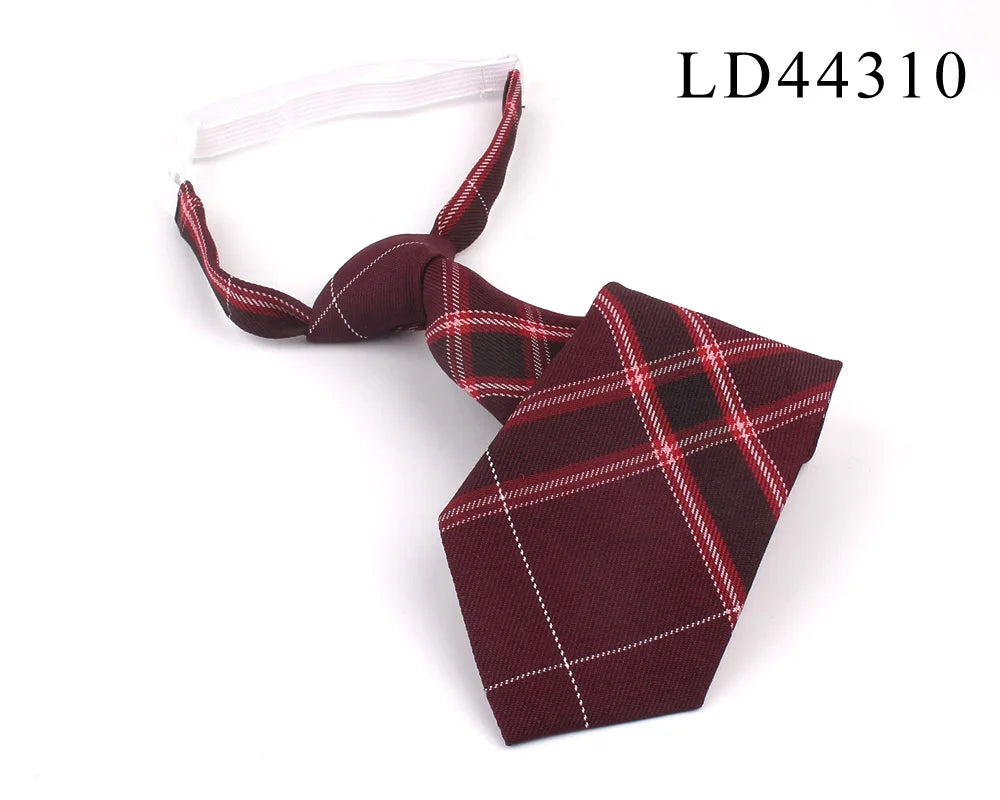 New Rubber Ties Casual Plaid Necktie For Boys Girls Neck Ties Simple Slim Necktie Gravatas Lazy Person Student Tie Neck Wear