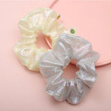 Metallic Laser Elastic Hair Band for Girls Shiny Transparent Scrunchies for Hair Rubber Ties Ponytail Holder Solid Stretch