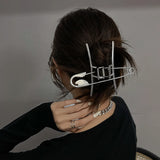 Ruoshui Woman Trendy Silver Pin Hair Claws Women Hair Clips Fashion Hairpins Women Hair Accessories Hairgrip Barrettes Headwear