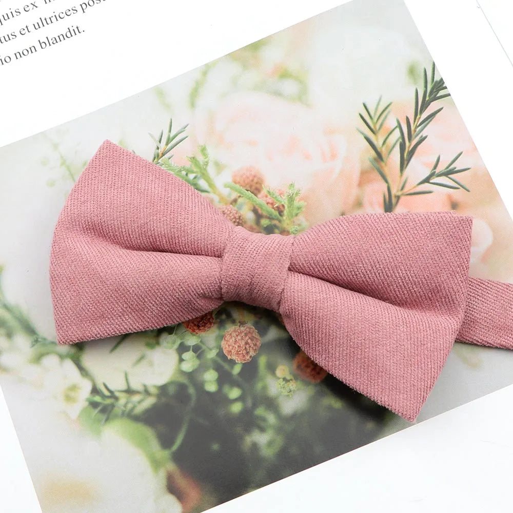 Mens Super Soft Downy Suede Parent-Child Bowtie Set Macarons Solid Color Classic Design Cute Butterfly Red Green Blue Pink Tie