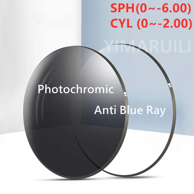 Men's And Women's Finished Myopia Glasses TR90 Frames And Aspherical Anti Blue Ray Photochromic Lenses SPH 0~-6.00 CYL 0~-2.00
