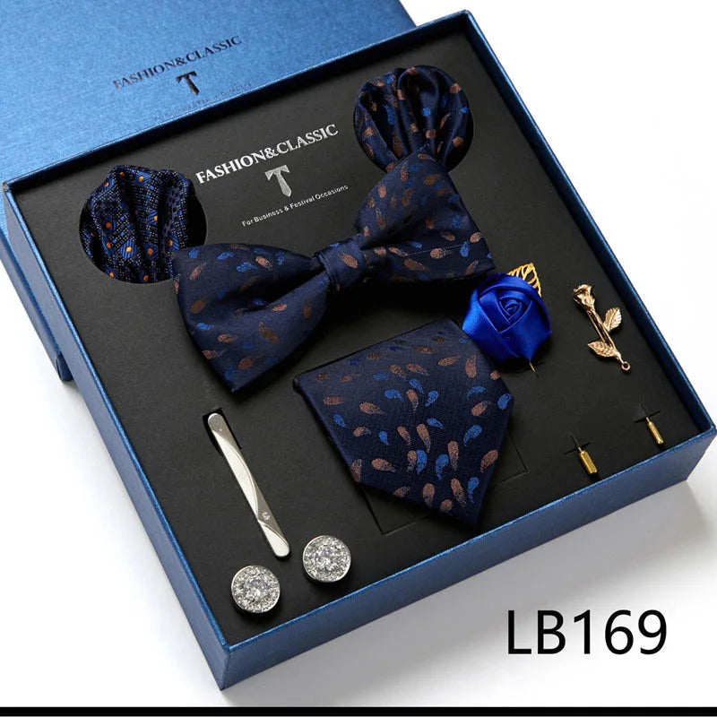 Holiday Gift Box Tie For Men Tie Handkerchief Pocket Squares Cufflink Set Necktie Box Man Dark Grey April Fool's Day