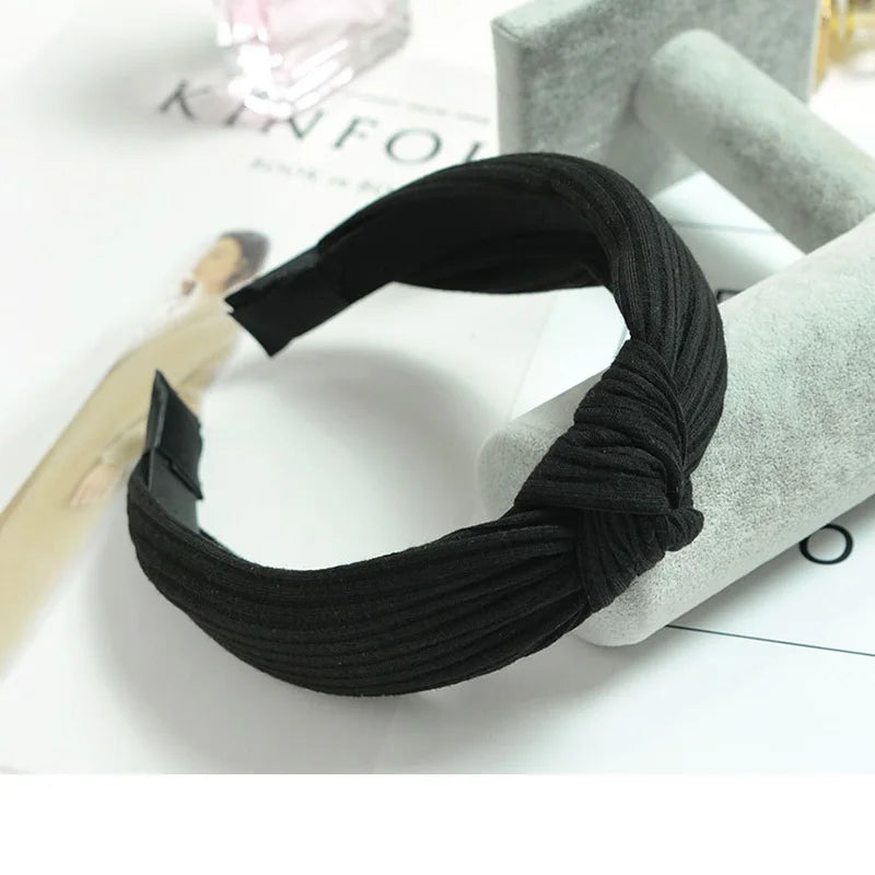 Women Elegant Top Knot Headband Print Dot Hairbands Girls Striped Plaid Flower Hair Hoop Fashion Hair Accessories FG0320