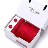 Brand 100% Silk Ties Gift box Office  Men Classic Party Wedding striped 7.5cm Silk Wedding  Floral Tie Necktie Handkerchief Set