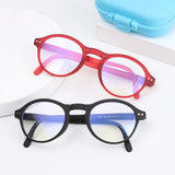 Fashion Design Blue Light Blocking Reading Glasses Men Women Folding Round Frame  Presbyopic Eyeglasses with Case  +1.0~4.0