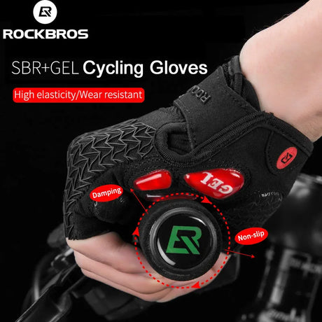 ROCKBROS Cycling Bike Half Short Finger Gloves Shockproof Breathable MTB Road Bicycle Gloves Men Women Sports Cycling Equipment