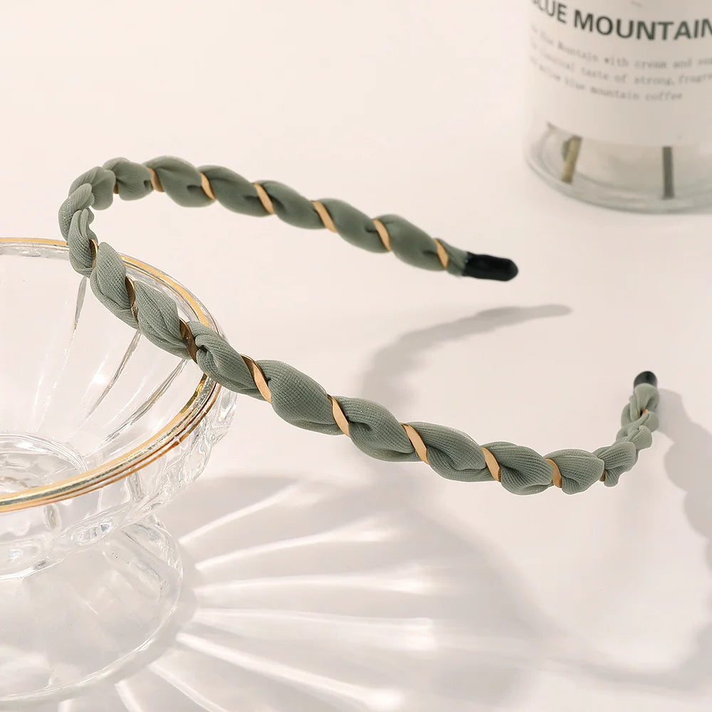 Organza Hairbands For Women Cross Weaving Hair Hoop Bands Korea Fashion Bright Silk Metal Headband Girls Hair Accessories Turban