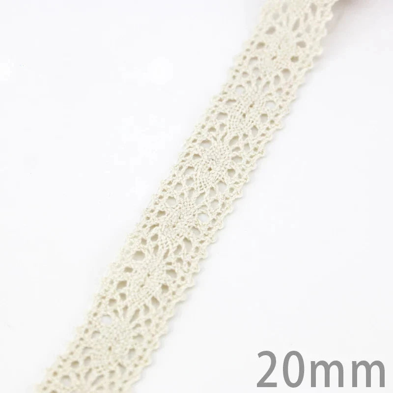 (5Meter/roll) White Beige Cotton Embroidered Lace Net Ribbons Fabric Trim DIY Sewing Handmade Craft Materials