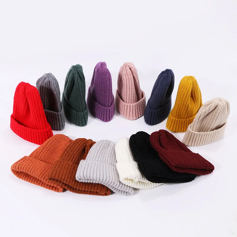 Beanies Cap Children Hat Pure Colour Skullies for Knitting Autumn Winter Warm Solid Color Girl High Quality Outdoor Fashion