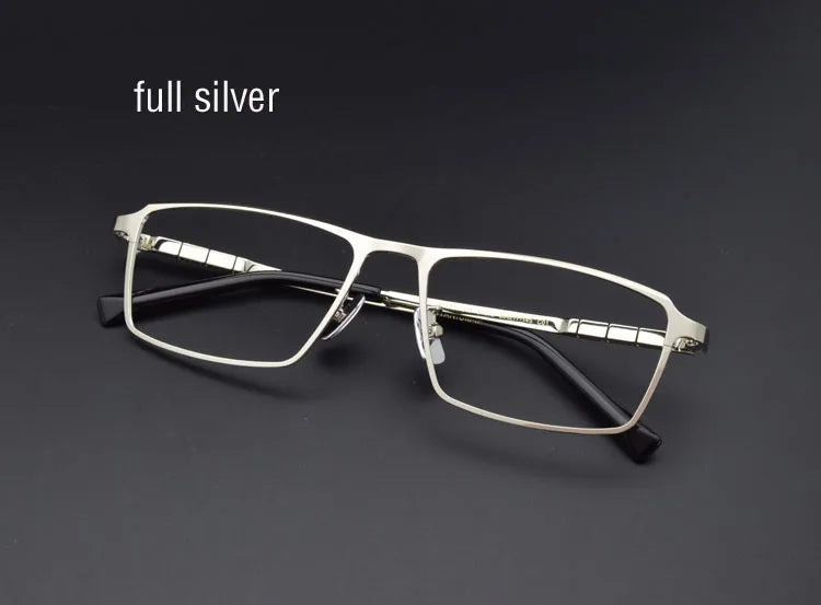 Pure Titanium Glasses Frame Men Titanium Alloy Prescription Eyeglasses Silver Super Light Spectacles Optical Glasses Frame