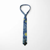 New Van Gogh Oil Painting Tie For Men Star Moon Night Retro Fun 8cm Wide Slim Necktie Accessories Daily Wear Wedding Party Gift