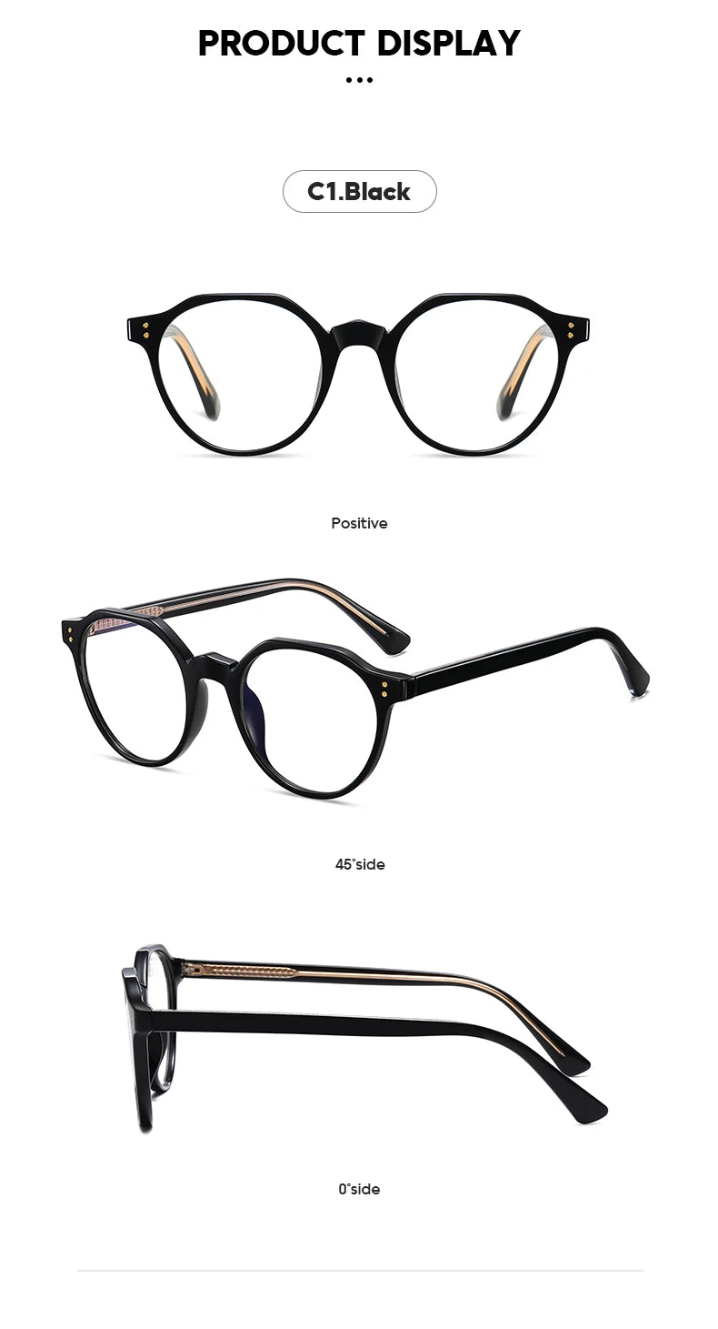 2022 Trending Blue Light Blocking Men's Retro Glasses TR90 Anti Radiation Eyeglasses Women Round Transparent Fashion Eyewear