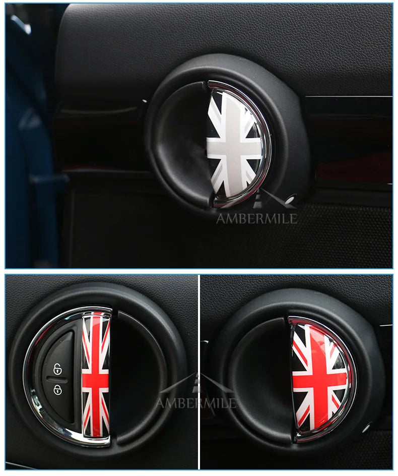 AMBERMILE 4pcs for Mini Cooper F55 F54 F60 Countryman Accessories Car Interior Front Rear Door Handle Sticker Covers Decoration