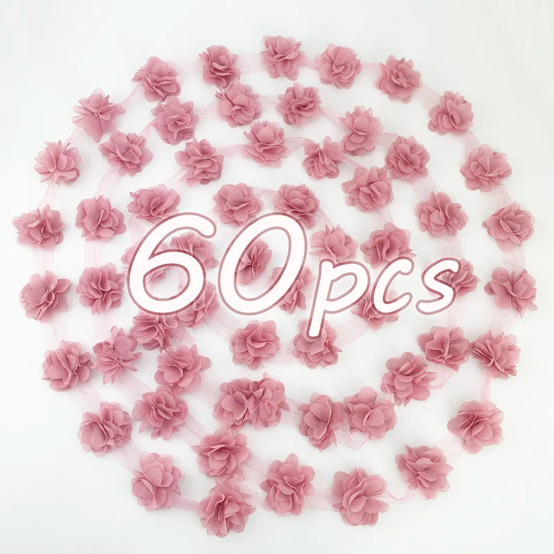 (60pieces/lot) 50mm petal Chiffon lace fabric Webbing Decoration Love gift ribbons crafts