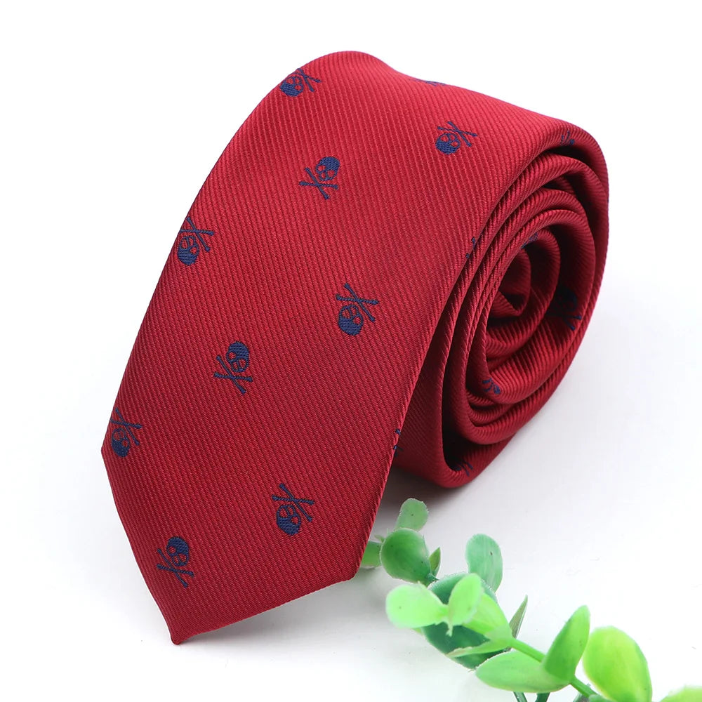 Skull Ties For Men New Casual Slim Classic Polyester Neckties Fashion Man Tie for Wedding Halloween Party Male tie Neckwear