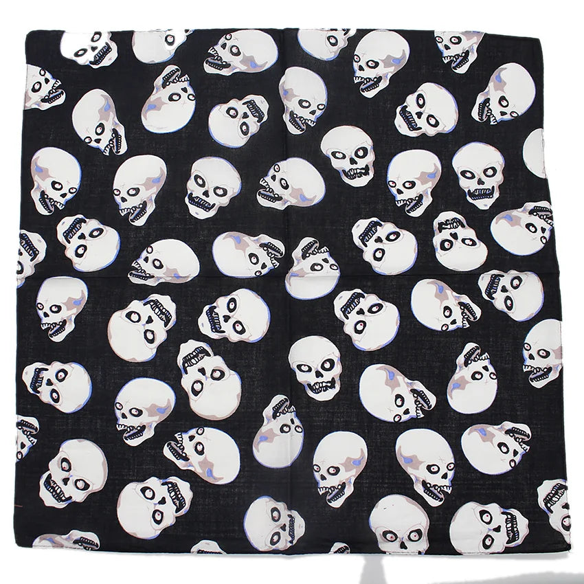 Skull Bandana Square Scarf 100% Cotton Square Handkerchief Hip Hop Sport Paisley Bicycle Head Scarf Woman Scarves For Neck