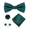 Hi-Tie Luxury Gold Silk Bow Ties for Men Fashion Men's Yellow Bowtie Handkerchief Cufflinks Brooch Set butterfly  Wedding Set