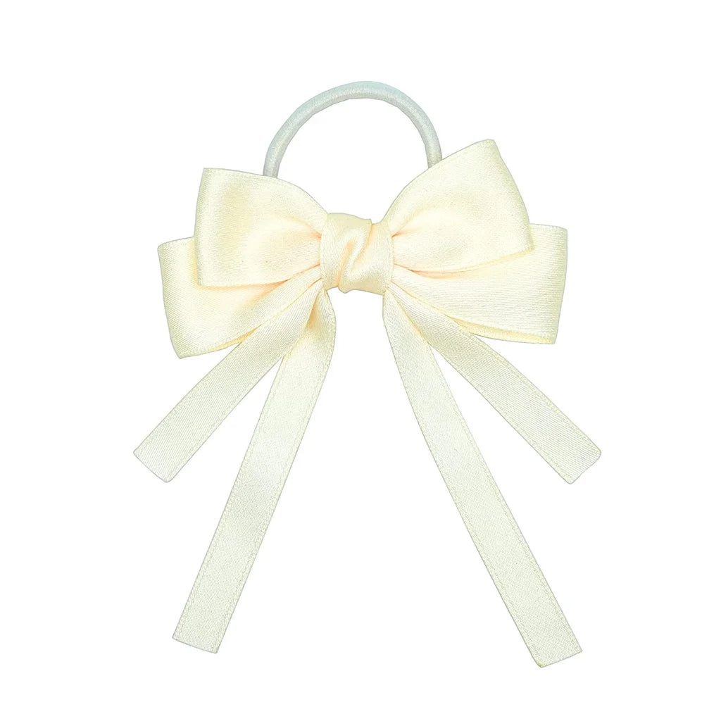 2PCS Elastic Hair Ties Rings Boutique Fabric Fringes Bows Grosgrain Ribbon Ponytail Holder Rubber Hair Bands Hair Accessories