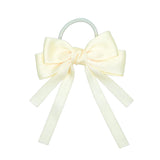 2PCS Elastic Hair Ties Rings Boutique Fabric Fringes Bows Grosgrain Ribbon Ponytail Holder Rubber Hair Bands Hair Accessories