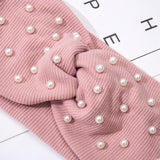 Bow Women's Headbands Pearls Head Bands Knitted Turban Bandana Autumn Winter Elastic Hairband Warm Hair Accessories Headdress
