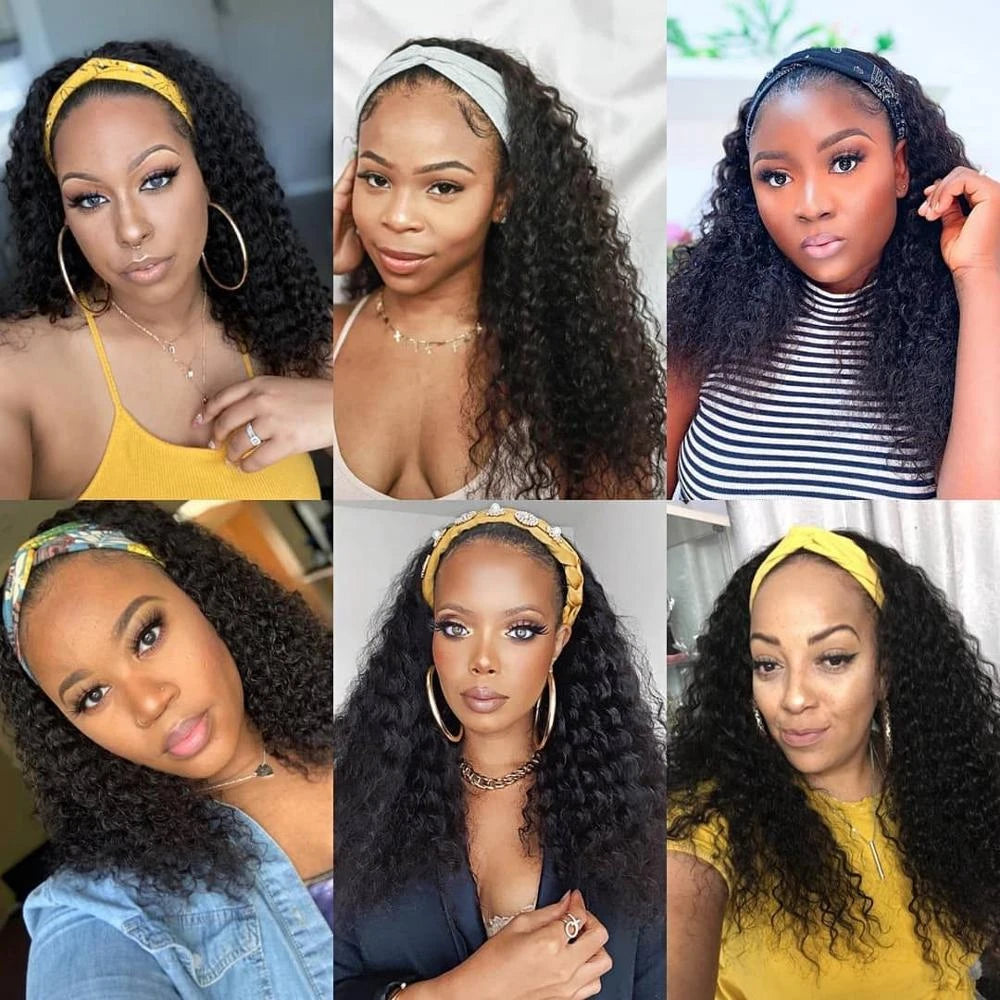 Machine Made Wigs Natural Color Wig Human Hair Deep Wave Glueless None Lace Front Curly Wave Wig Brazilian Virgin Hair