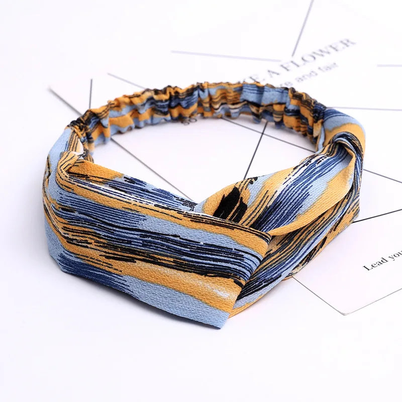 2020 Fashion Bohemian Headband Print Hairbands For Women Girls Vintage Cross Knot Turban Bandanas Headwear Hair Accessories