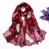 Multiple Colour Gradient Color Rose Flower Chiffon Georgette Scarf Women Foulard Lotus Leaf Long Shawl Summer Bandana Elegant