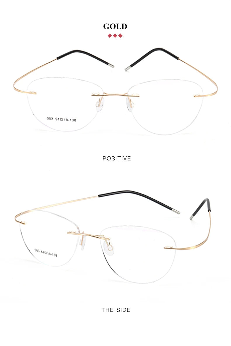 Titanium Prescription Glasses Ultra Light Eyewear Optical Glasses Frame for Male and Female Clear Lenses