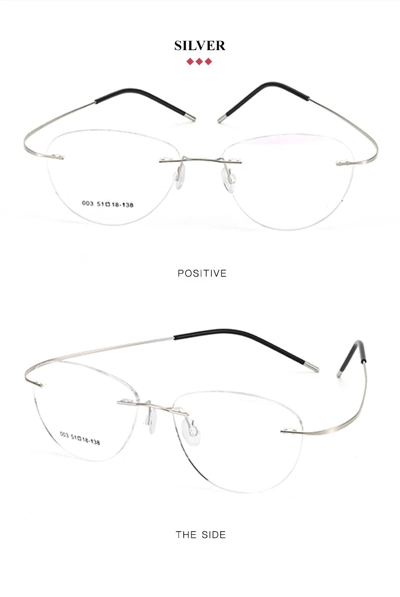 Titanium Prescription Glasses Ultra Light Eyewear Optical Glasses Frame for Male and Female Clear Lenses