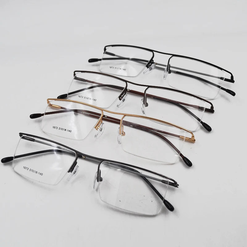 Men's business glasses frame half frame Square frame ultra light comfortable titanium alloy optical prescription Eyeglasses