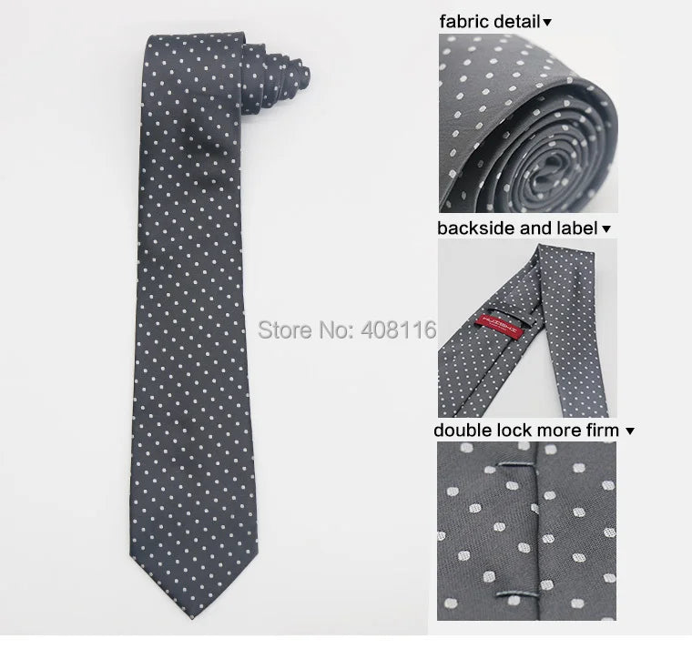 HUISHI 8cm Dot Neckties Skinny Fashion Business Men Polyester Microfiber Neck Tie Polka Check Men Neckie For Gentlemen Wedding