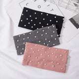 Bow Women's Headbands Pearls Head Bands Knitted Turban Bandana Autumn Winter Elastic Hairband Warm Hair Accessories Headdress