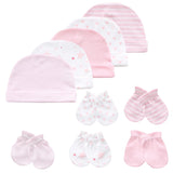 Newborn Boy Girl Hats and Mittens Sets Comfy Infant Baby 5Pcs Caps & 5Pcs Gloves Cotton Toddler Baby Accessorise