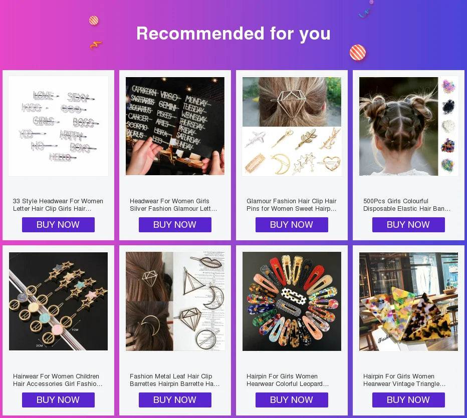 Fashion Metal Leaf Hair Clip Barrettes Hairpin Barrette Hair Claws Women Girls Trend Charm Moon Round Triangle