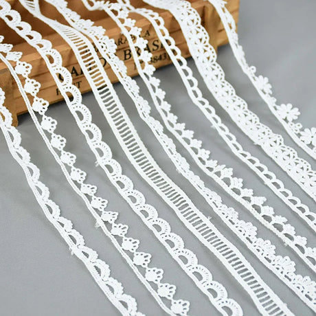 5Yards/lot White Cotton Embroidered Lace Trim Ribbons Fabric DIY Sewing Handmade Craft Materials Garment Clothes Accessories