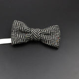 Brand New Wool Bowtie Woven Plaid Stripped Formal Bow Tie Brown Grey Butterfly Mens Wedding Party Dress Shirt Suit Accessories