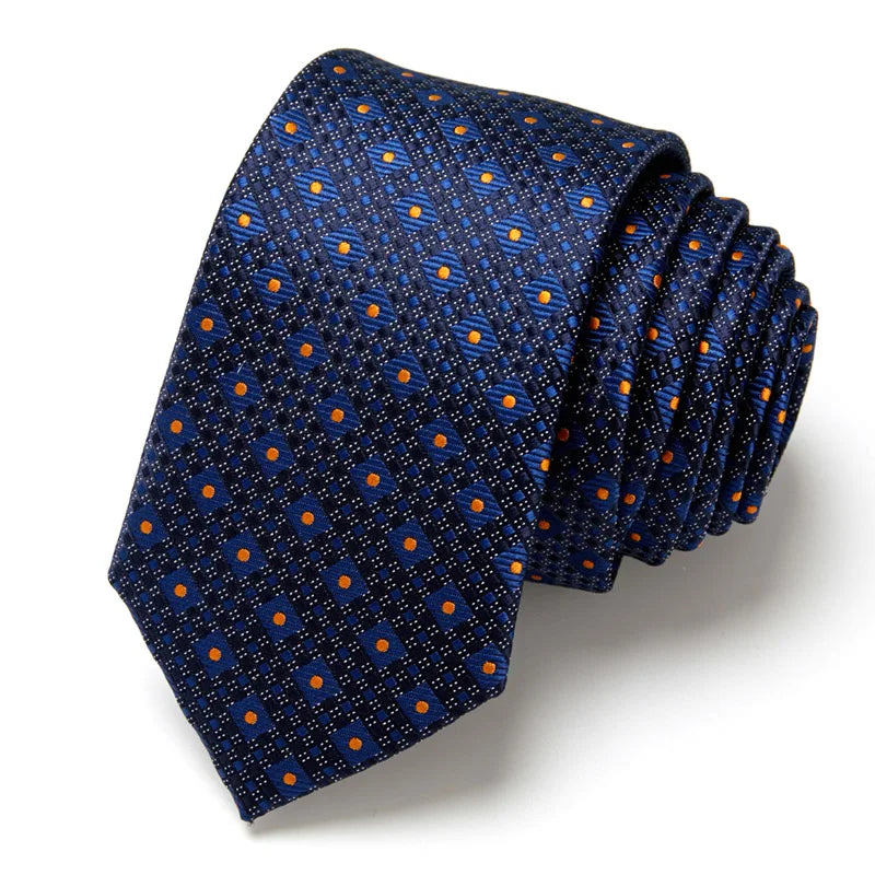 Brand 100% Silk New Men's Tie 7.5cm Blue Necktie Green & Orange Silk Gravatas For Men Paisley Floral Fit Wedding Workplace Slim