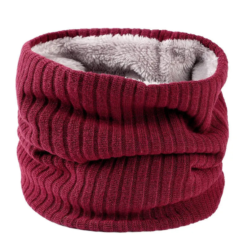 Winter Scarf for Men Fleece Ring Bandana Knitted Warm Solid Scarf Women Neck Warmer Thick Cashmere Hot Handkerchief Ski Mask