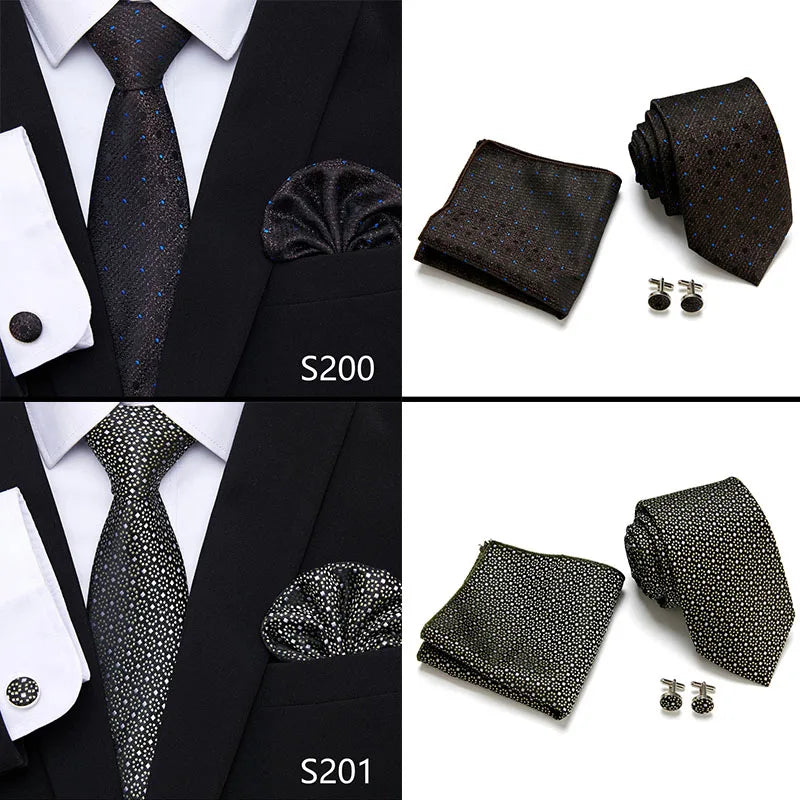 Newest style Green Tie For Men Holiday Present Tie Pocket Squares Set Necktie  Striped Wedding Accessories Man