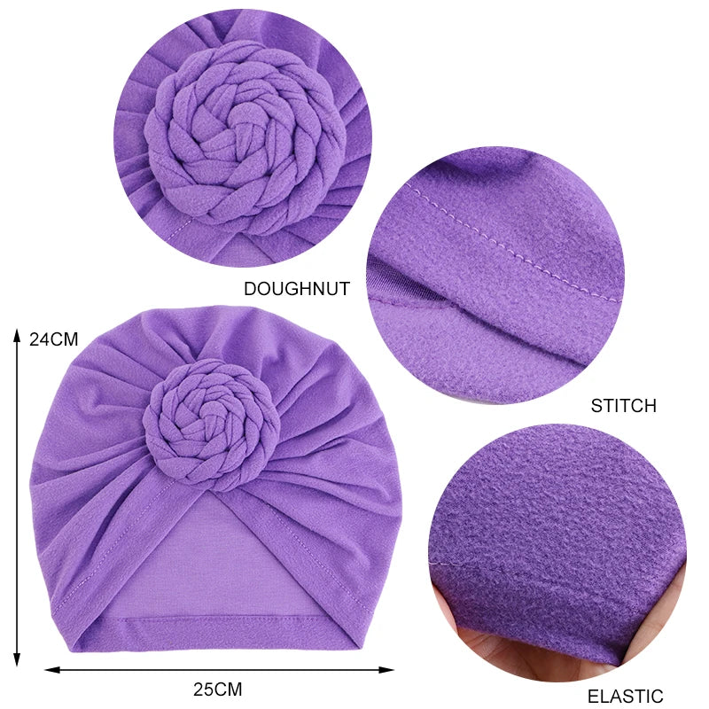 New Women cotton top knotted turban hat bonnet Hijab chemo cap headbands Female Muslim Hat Head Cover Night Cap Hair Accessories