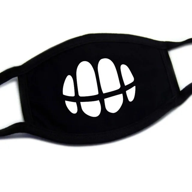 Korean Funny Expression Smile Creative Mouth Face Mask For Mouth Black Kpop Unisex Kawaii Face Mouth Muffle Mask Cotton Fashion